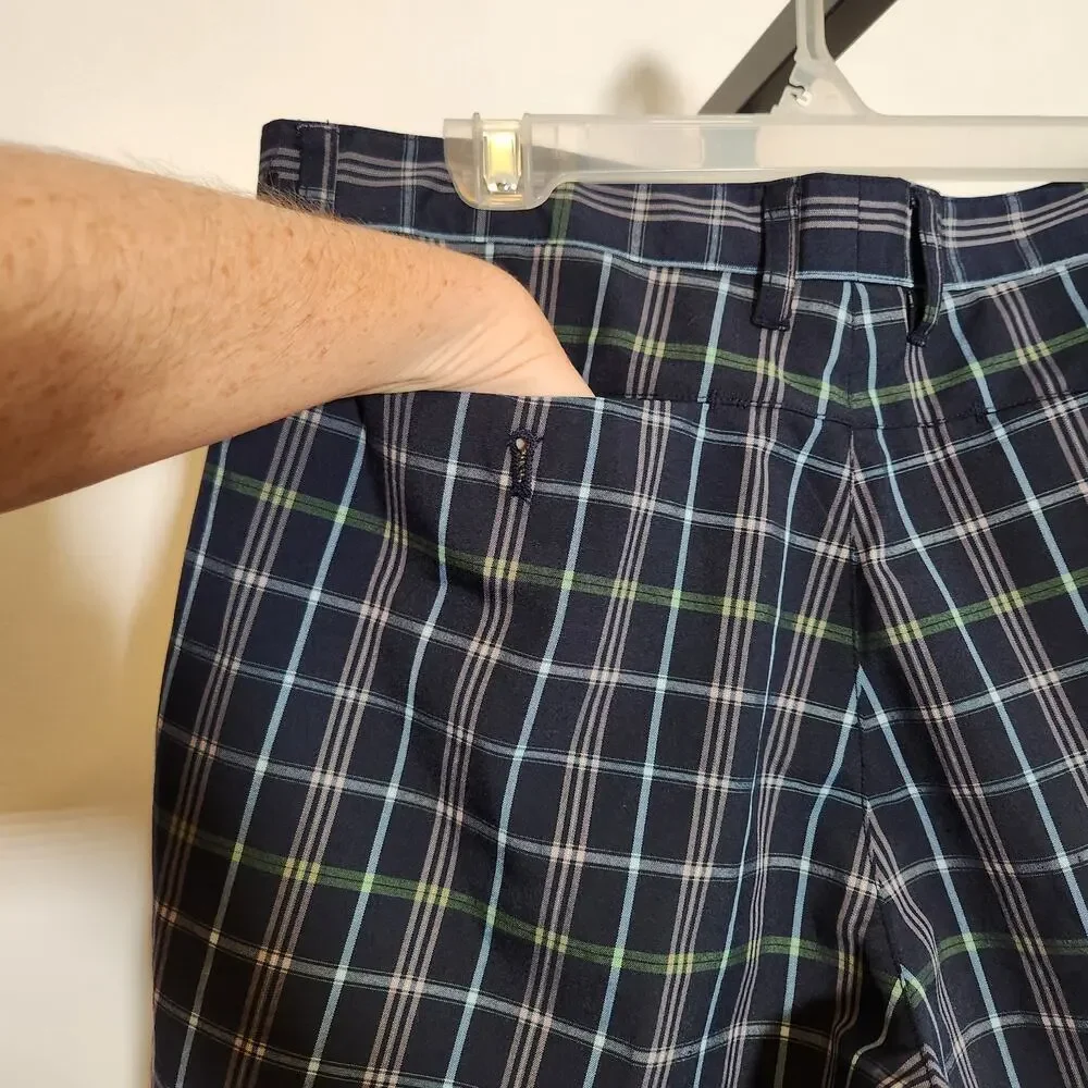 ADIDAS Navy Plaid Golf Shorts, Size 32